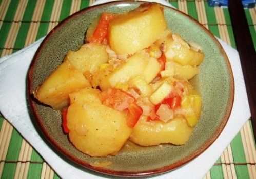 Картофель жареный с помидорами