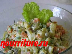 Овощной салат с морским гребешком