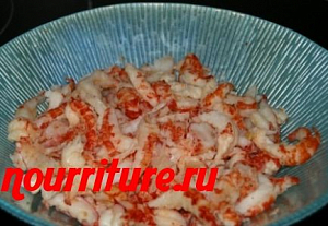 Консервированные раковые шейки в томатном соусе (или крабы) с рисом  